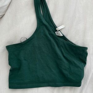 H&M Dark Green Asymmetrical Crop Top